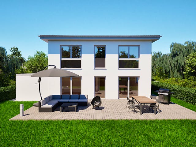 Massivhaus Entwurf CL143 von FAVORIT Massivhaus, Stadtvilla Außenansicht 1