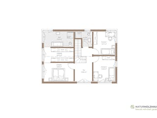 Fertighaus Einfamilienhaus Premium 152 von Naturholzhaus Bayern, Satteldach-Klassiker Grundriss 2