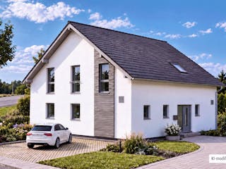 Fertighaus Junto 225 von Fingerhut Haus Schlüsselfertig ab 630684€, Satteldach-Klassiker Außenansicht 1
