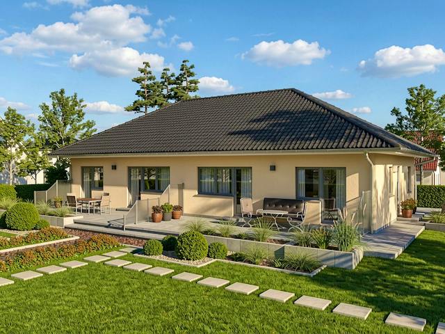 Massivhaus Wendorf von TIMOWA Massivhäuser Schlüsselfertig ab 396900€, Bungalow Außenansicht 1
