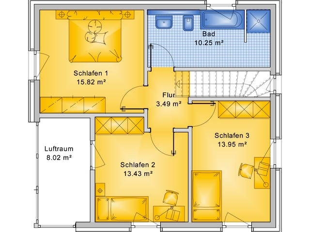 Fertighaus Planungsbeispiel 120H20 von Bio-Solar-Haus Schlüsselfertig ab 344388€, Satteldach-Klassiker Grundriss 2