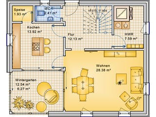 Fertighaus Planungsbeispiel 139H20 von Bio-Solar-Haus Schlüsselfertig ab 401226€, Pultdachhaus Grundriss 1