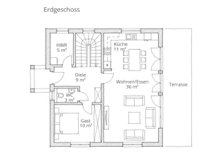 Massivhaus Stadtvilla 120/130 von Ever Energy Home, Stadtvilla Grundriss 1