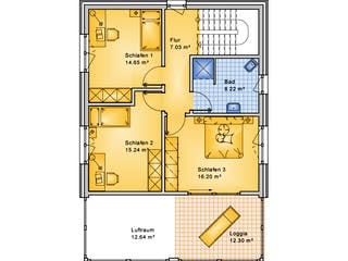 Fertighaus Planungsbeispiel 154H20 von Bio-Solar-Haus Schlüsselfertig ab 396313€, Satteldach-Klassiker Grundriss 2