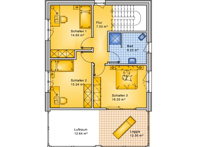 Fertighaus Planungsbeispiel 154H20 von Bio-Solar-Haus Schlüsselfertig ab 396313€, Satteldach-Klassiker Grundriss 2