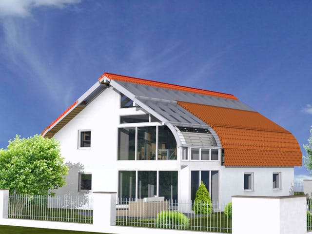 Fertighaus Planungsbeispiel 159SB20 von Bio-Solar-Haus Schlüsselfertig ab 505524€, Stadtvilla Außenansicht 1