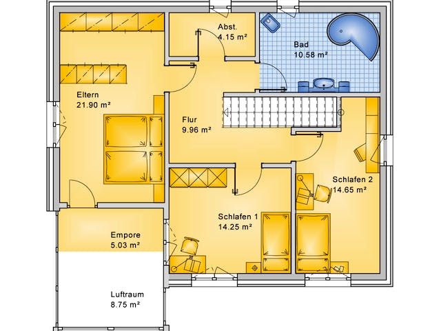 Fertighaus Planungsbeispiel 165H20 von Bio-Solar-Haus Schlüsselfertig ab 405086€, Satteldach-Klassiker Grundriss 2