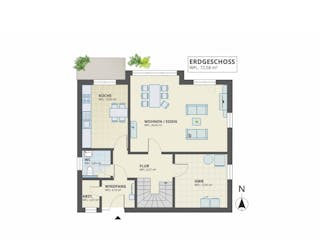 Massivhaus Einfamilienhaus Classic Familie von Domo 1999 Immobilien Schlüsselfertig ab 356000€, Grundriss 1