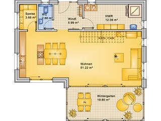Fertighaus Planungsbeispiel 170H20 von Bio-Solar-Haus Schlüsselfertig ab 415133€, Satteldach-Klassiker Grundriss 1