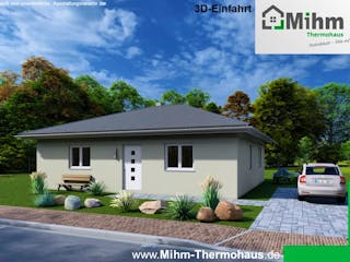 Massivhaus Bungalow90WD von Mihm Thermobau, Bungalow Außenansicht 3