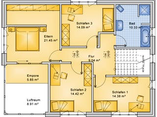 Fertighaus Planungsbeispiel 183H20 von Bio-Solar-Haus Schlüsselfertig ab 442075€, Satteldach-Klassiker Grundriss 2