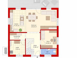 Massivhaus Trendhaus Familienglück 133 m² mit LIAPLAN  gebaut von Mein Haus Bausysteme, Satteldach-Klassiker Grundriss 1