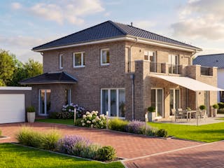Massivhaus Stadtvilla 145 von AMR-Wohnbau Schlüsselfertig ab 362000€, Stadtvilla Außenansicht 1