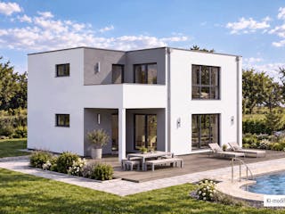 Fertighaus Junto 222 von Fingerhut Haus Schlüsselfertig ab 631325€, Cubushaus Außenansicht 1