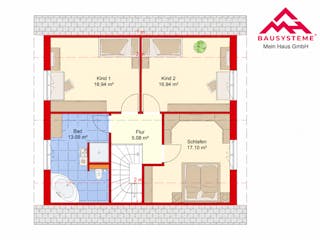Massivhaus Trendhaus Familienglück 133 m² mit LIAPLAN  gebaut von Mein Haus Bausysteme, Satteldach-Klassiker Grundriss 2