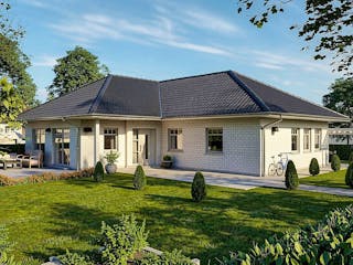 Massivhaus Lobbe von TIMOWA Massivhäuser Schlüsselfertig ab 347900€, Bungalow Außenansicht 1