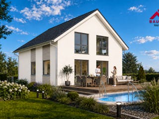 Massivhaus Trendhaus Junge Familie 135 und Keller mit LIAPLAN gebaut von Mein Haus Bausysteme, Außenansicht 3