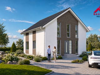 Massivhaus Trendhaus Junge Familie 135 und Keller mit LIAPLAN gebaut von Mein Haus Bausysteme, Außenansicht 4