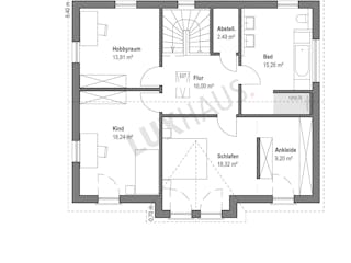 Fertighaus Satteldach Landhaus 192 von LUXHAUS, Satteldach-Klassiker Grundriss 2