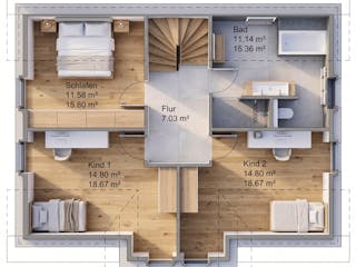 Massivhaus Friesengiebel 154 von AMR-Wohnbau Schlüsselfertig ab 338000€, Satteldach-Klassiker Grundriss 2