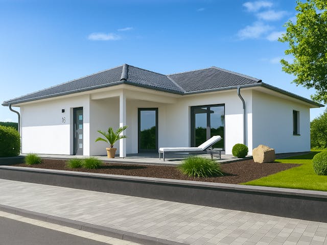 Fertighaus Mala von Fingerhut Haus Schlüsselfertig ab 371015€, Bungalow Außenansicht 1