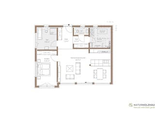 Fertighaus Einfamilienhaus Premium 88 FD von Naturholzhaus Bayern, Bungalow Grundriss 1
