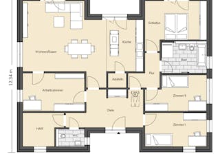 Massivhaus Bungalow 380 von BRALE Bau, Bungalow Grundriss 1