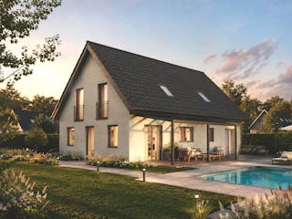 Massivhaus ICON 4.25 Aktionshaus von Dennert Massivhaus Ausbauhaus ab 241190€, Satteldach-Klassiker Außenansicht 1