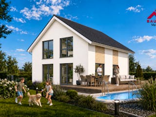 Massivhaus Trendhaus Junge Familie 135 und Keller mit LIAPLAN gebaut von Mein Haus Bausysteme, Außenansicht 6