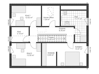 Fertighaus White&Black 165 von WHITE&BLACK Fertighäuser Ausbauhaus ab 212504€, Satteldach-Klassiker Grundriss 3