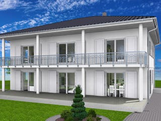 Massivhaus Stadtvilla Klassisch 277 m²  mit LIAPLAN gebaut von Mein Haus Bausysteme, Stadtvilla Außenansicht 7