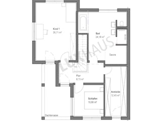 Fertighaus Satteldach Modern 164 von LUXHAUS, Satteldach-Klassiker Grundriss 2