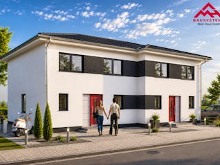 Massivhaus Dppelhaus mit zwei mal 113 m² von Mein Haus Bausysteme, Stadtvilla Außenansicht 4