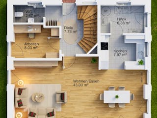 Massivhaus Stadtvilla 154 von AMR-Wohnbau Schlüsselfertig ab 360000€, Stadtvilla Grundriss 1