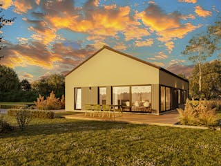 Fertighaus White&Black Bungalow 95 von WHITE&BLACK Fertighäuser Ausbauhaus ab 152450€, Satteldach-Klassiker Außenansicht 3