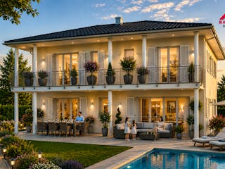 Massivhaus Stadtvilla Klassisch 277 m²  mit LIAPLAN gebaut von Mein Haus Bausysteme, Stadtvilla Außenansicht 10