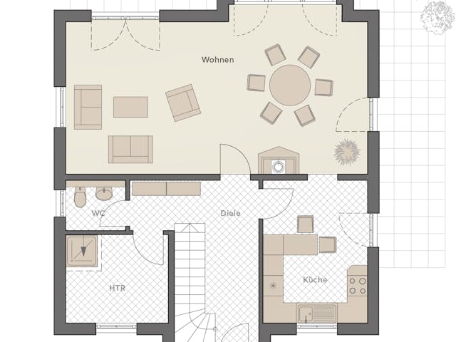 Massivhaus Friesenhaus 145 von ROTH MASSIVHAUS Schlüsselfertig ab 359100€, Satteldach-Klassiker Grundriss 1
