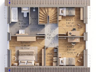 Massivhaus Satteldach 108 von AMR-Wohnbau Schlüsselfertig ab 279000€, Satteldach-Klassiker Grundriss 2