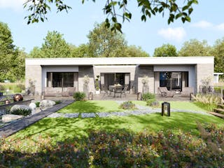 Massivhaus Bungalow 380 von BRALE Bau, Bungalow Außenansicht 3