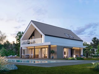 Fertighaus ELK Next 158 - Satteldach von ELK Fertighaus, Stadtvilla Außenansicht 1
