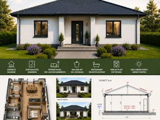 Massivhaus LIVA 95 Wohnbungalow von DBG Bau GmbH Schlüsselfertig ab 336000€, Bungalow Innenansicht 1