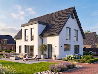 Massivhaus Friesengiebel 164 von AMR-Wohnbau Schlüsselfertig ab 347000€, Satteldach-Klassiker Außenansicht 3