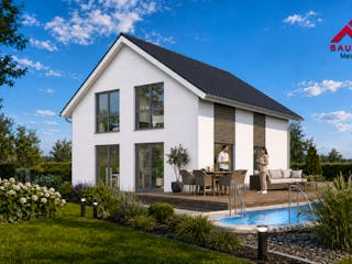 Massivhaus Trendhaus Junge Familie 135 und Keller mit LIAPLAN gebaut von Mein Haus Bausysteme, Außenansicht 7