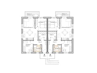 Massivhaus STADTVILLA 255 MIT 4 WOHNEINHEITEN von Kähler Massivhaus Schlüsselfertig ab 697260€, Stadtvilla Grundriss 2