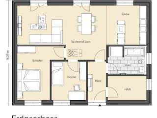 Massivhaus Bungalow 300 von BRALE Bau, Bungalow Grundriss 1