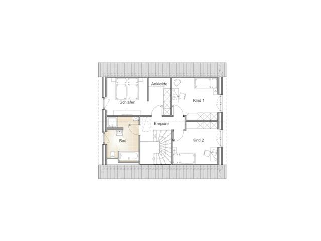 Massivhaus EINFAMILIENHAUS 125 von Kähler Massivhaus Schlüsselfertig ab 342580€, Satteldach-Klassiker Grundriss 1