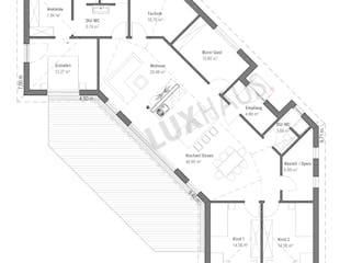 Fertighaus Bungalow Walmdach 158 von LUXHAUS, Bungalow Grundriss 1