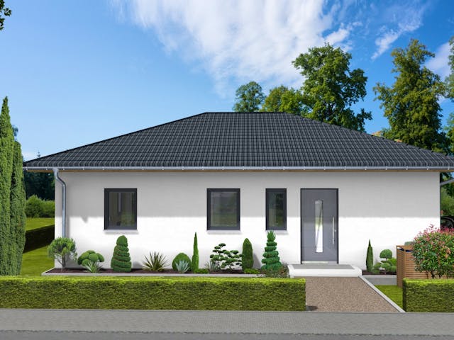 Massivhaus Eisblume von AVOS Hausbau Schlüsselfertig ab 245000€, Bungalow Außenansicht 1