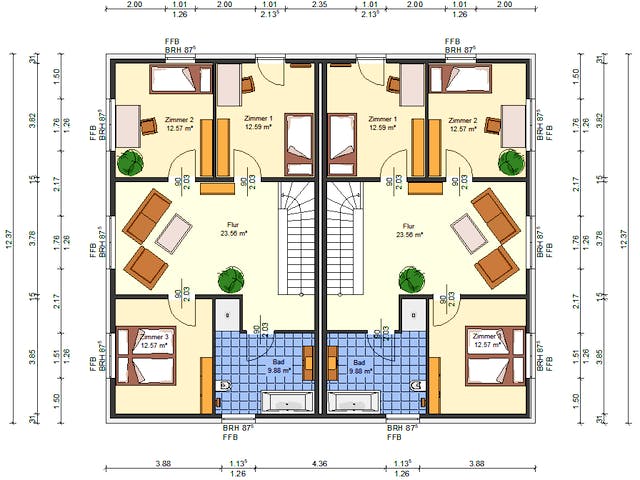 Massivhaus Ballandria von AVOS Hausbau Schlüsselfertig ab 955000€, Satteldach-Klassiker Grundriss 1