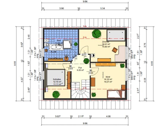 Massivhaus Dahlie von AVOS Hausbau Schlüsselfertig ab 339000€, Satteldach-Klassiker Grundriss 2